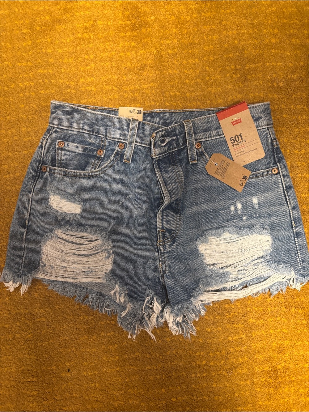 Levi's Distressed Light Blue Denim Jean Shorts